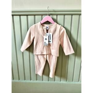 Petit Bateau Baby Pink Cardigan & Lounge Pants Set